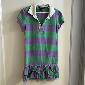 Ralph Lauren Kids Polo in Green and Purple Stripes